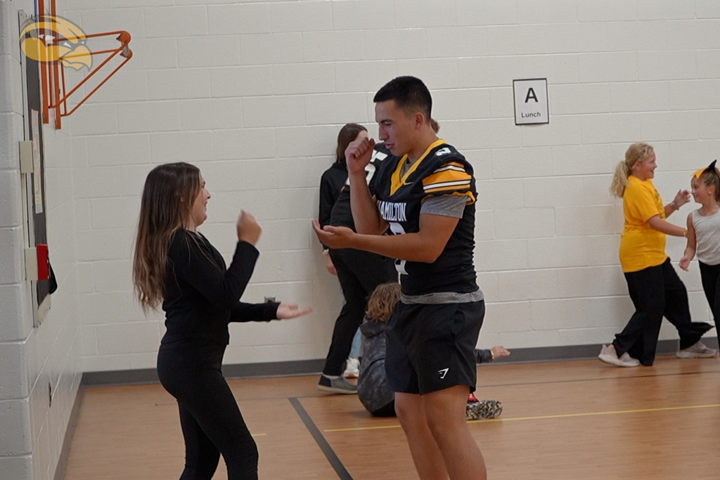 Hamilton football visits Hamilton Elementary.