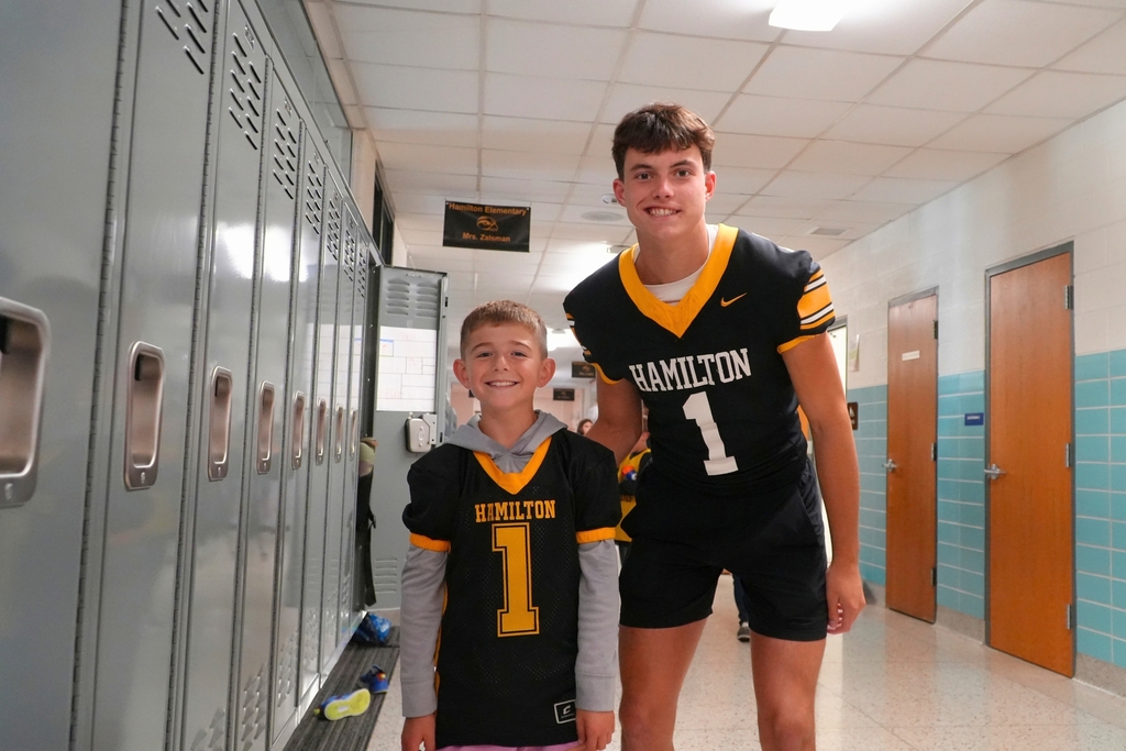 Hamilton football visits Hamilton Elementary.