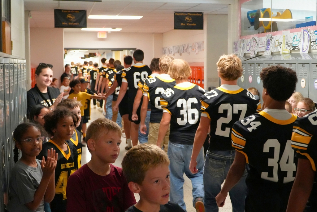 Hamilton football visits Hamilton Elementary.