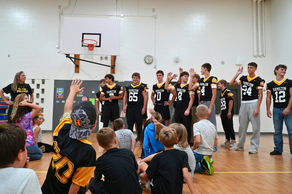 Hamilton football visits Hamilton Elementary.