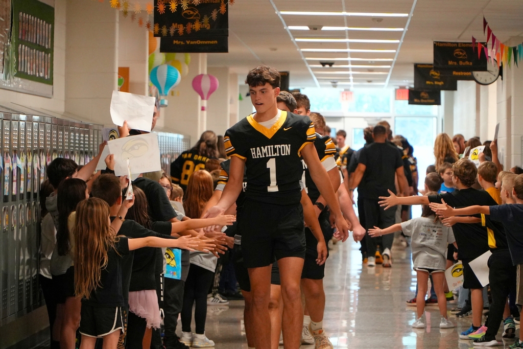 Hamilton football visits Hamilton Elementary.