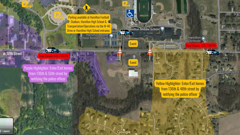 2026 Hawkeye Hometown parking, road closure, event map.