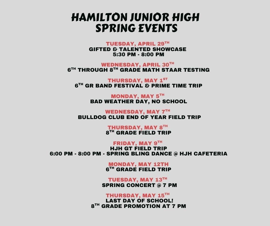 HJH Spring Events