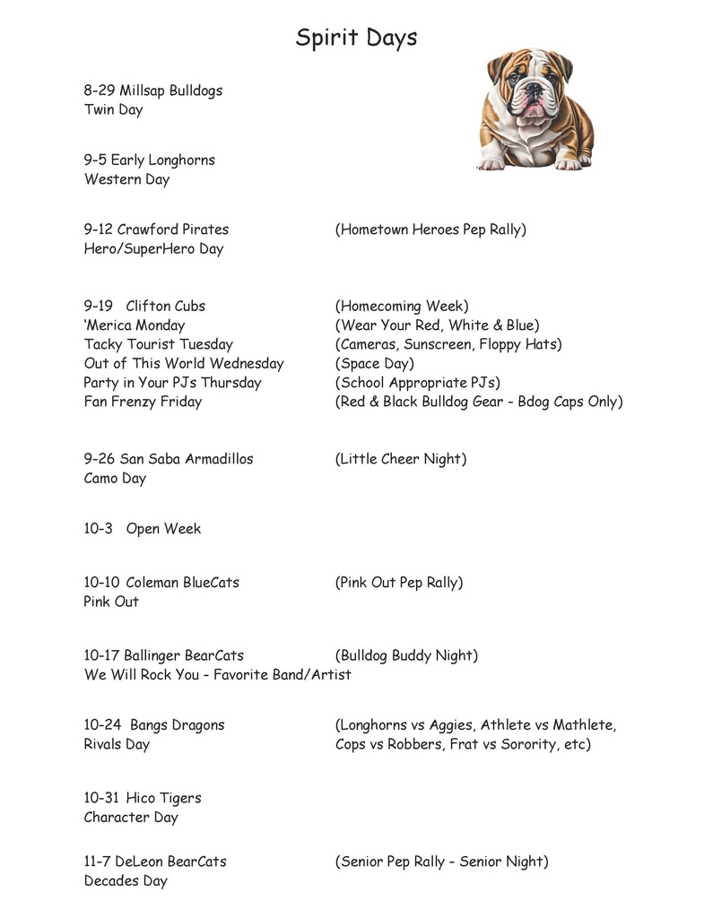 HHS spirit days