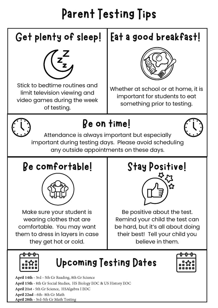 Testing Tips and Dates English