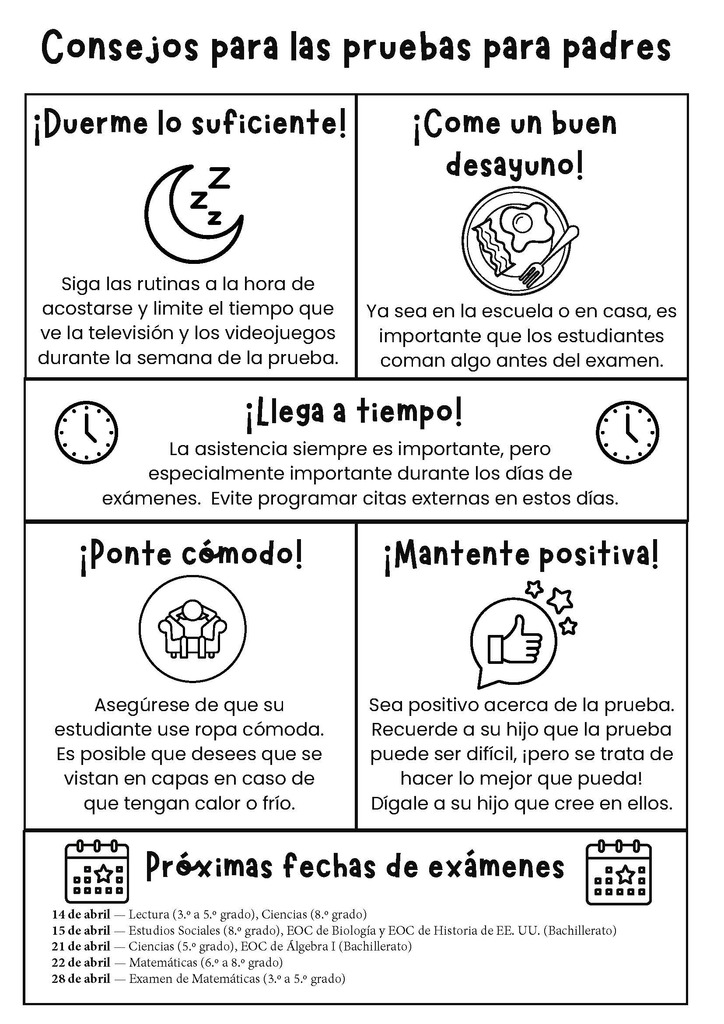 Testing Tips and Dates Spanish