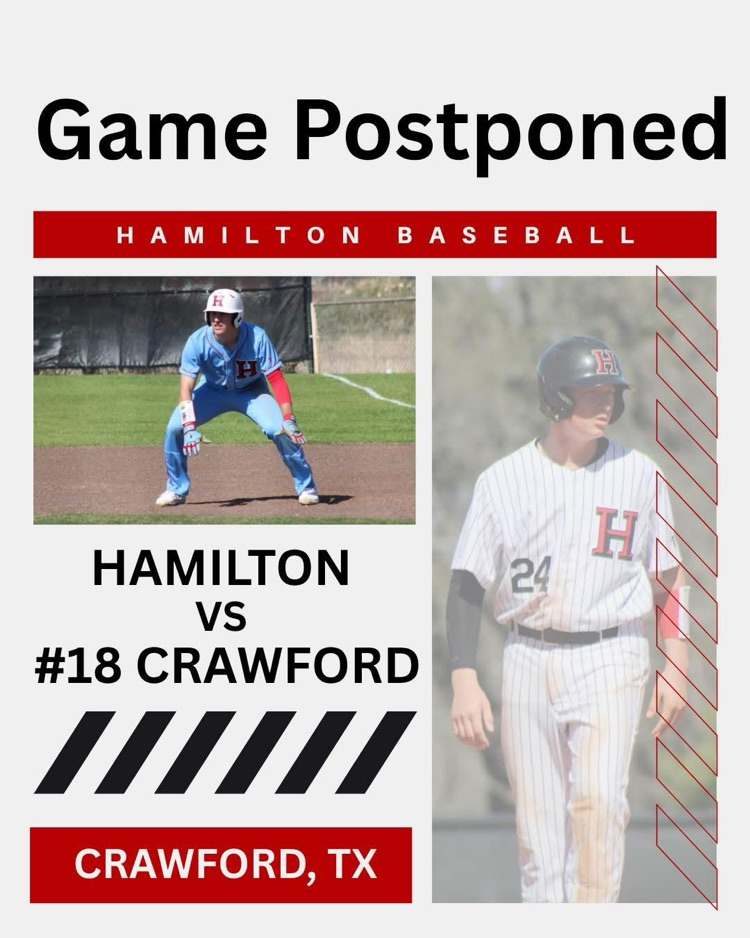 Hamilton. vs Crawford baseball has been postponed due to weather 