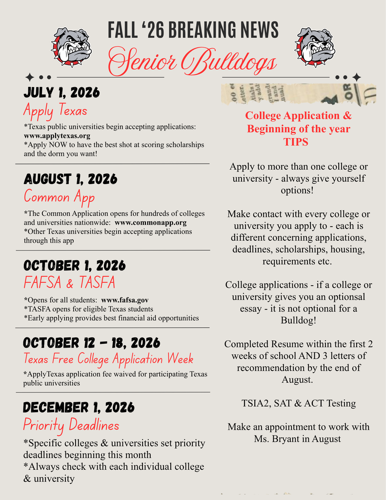 Fall 2026 Senior Newsletter