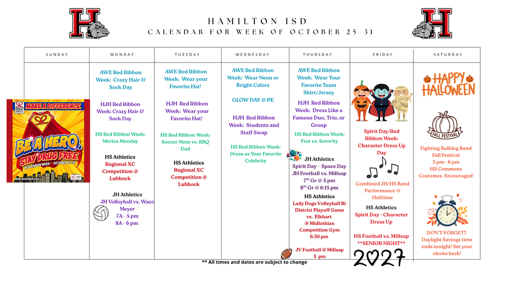 HISD Weekly Calendar