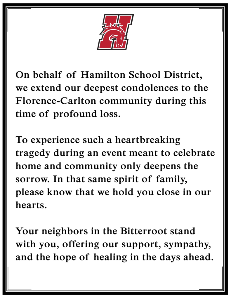 letter of condolence to the florence-carlton community