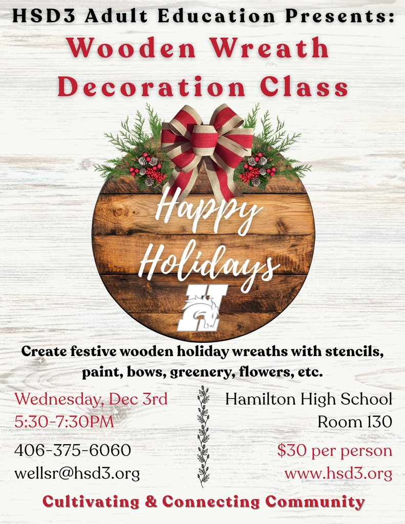 Adult Education wooden holiday wreath class