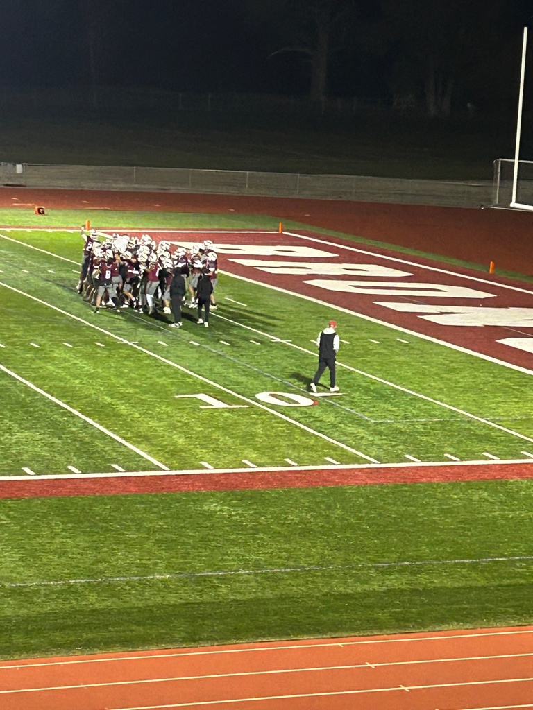 Hamilton High School football field with high school team playing 1st round playoff game against Class A opponent Bigfork