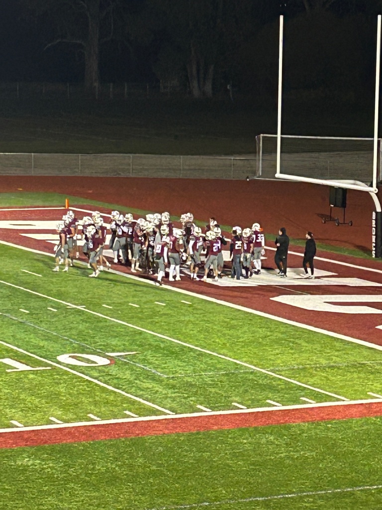 Hamilton High School football field with high school team playing 1st round playoff game against Class A opponent Bigfork