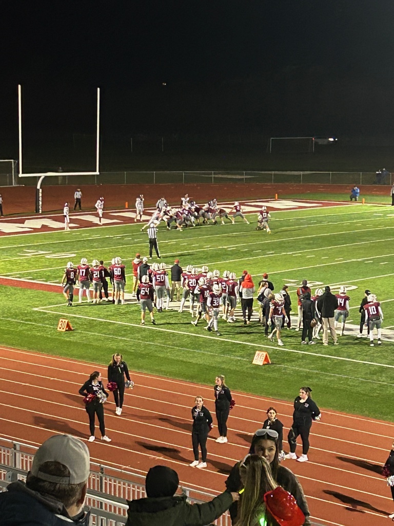 Hamilton High School football field with high school team playing 1st round playoff game against Class A opponent Bigfork