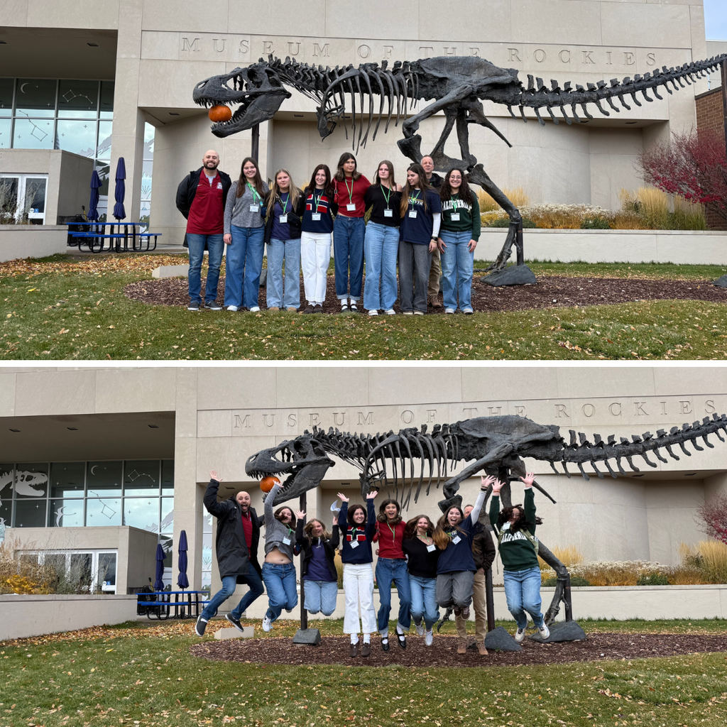 Hamilton High School students compete in the Econoquest competition on the Montana State University.  They posed in front of the Museum of the Rockies.