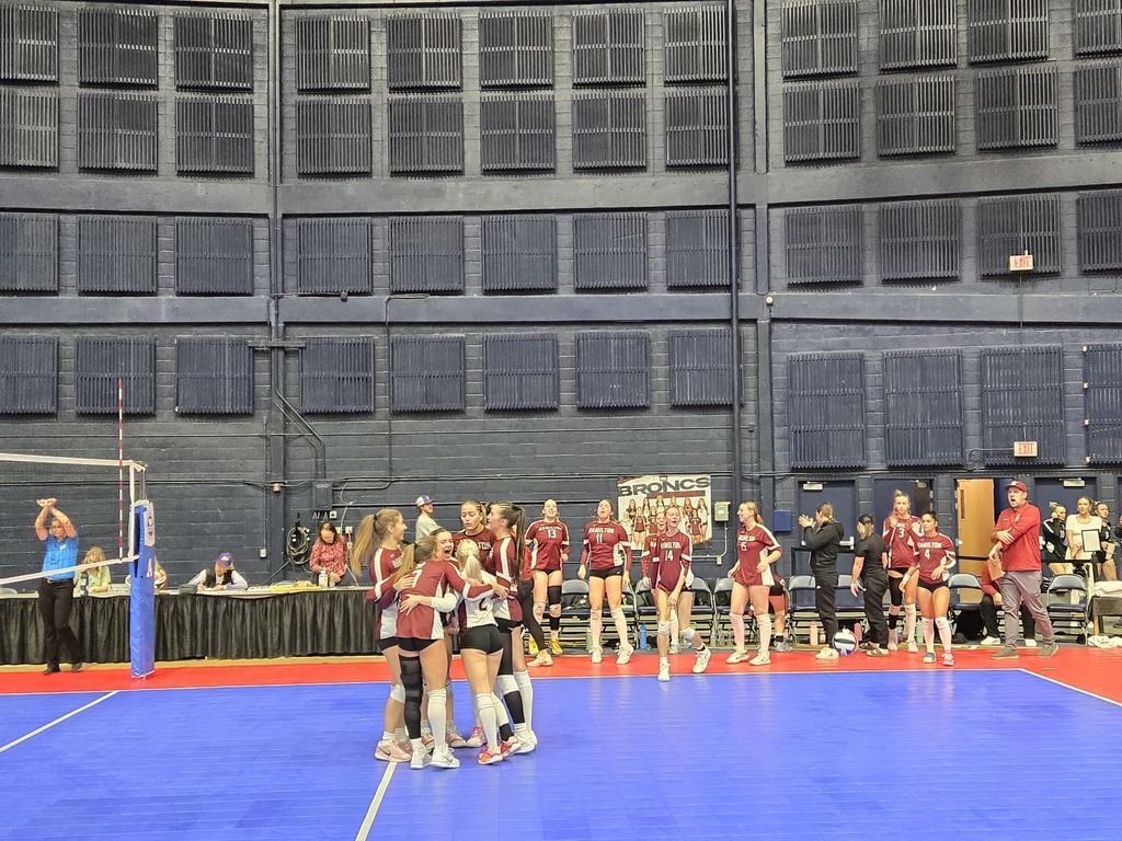 Hamilton high school volleyball team playing against the Laurel locomotives in the 1st round of the state tournament at Montana State University