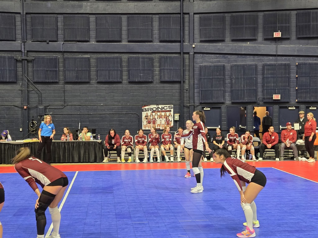 Hamilton high school volleyball team playing against the Laurel locomotives in the 1st round of the state tournament at Montana State University