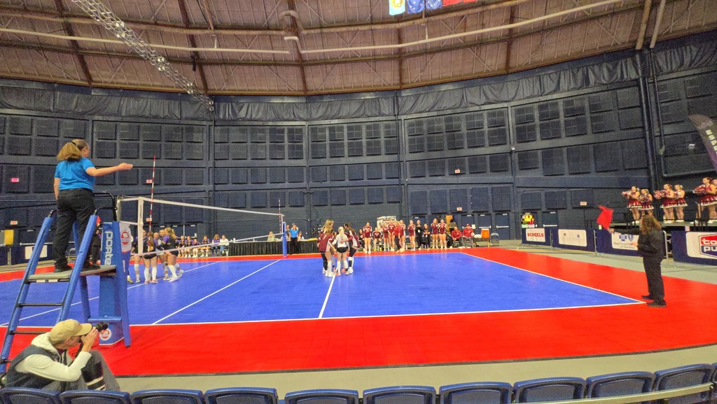 Hamilton high school volleyball team playing against the Laurel locomotives in the 1st round of the state tournament at Montana State University