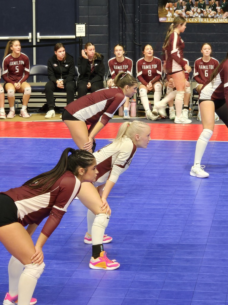 Hamilton high school volleyball team playing against Billings Central in the 2nd round of the state tournament at the Montana State University field house