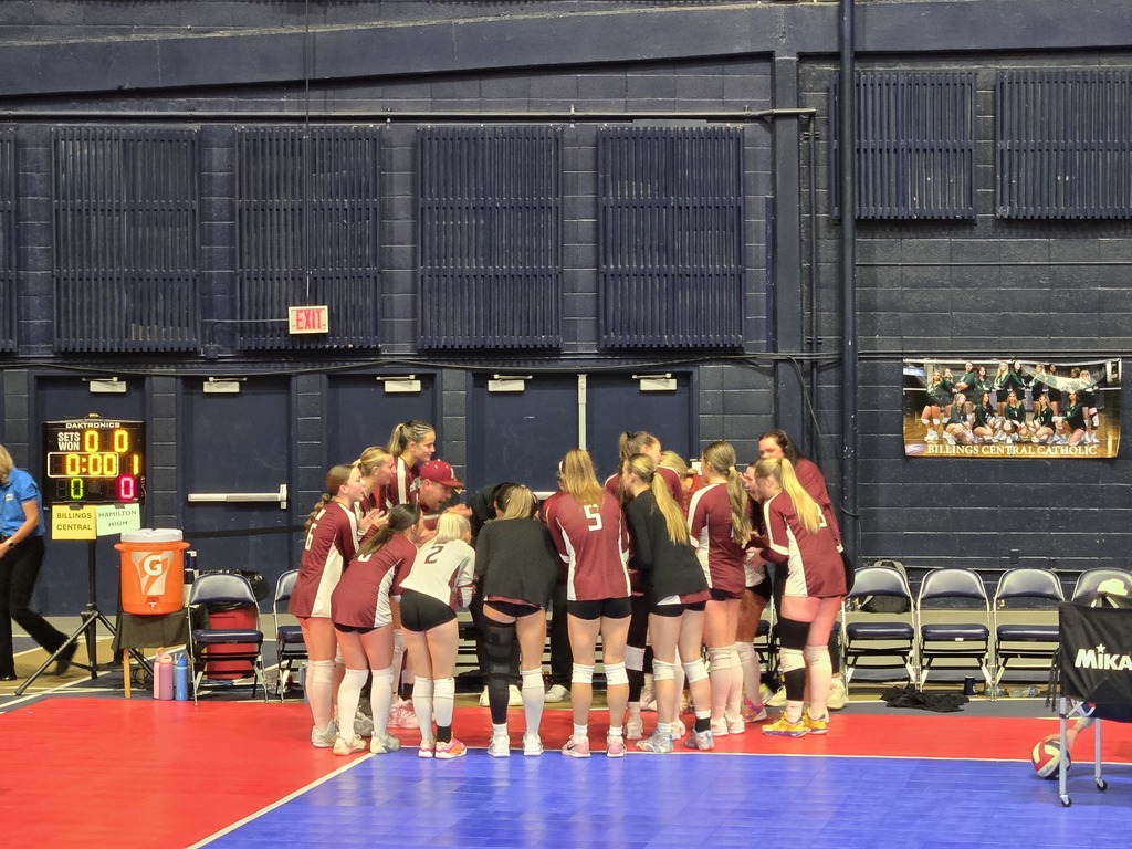 Hamilton high school volleyball team playing against Billings Central in the 2nd round of the state tournament at the Montana State University field house