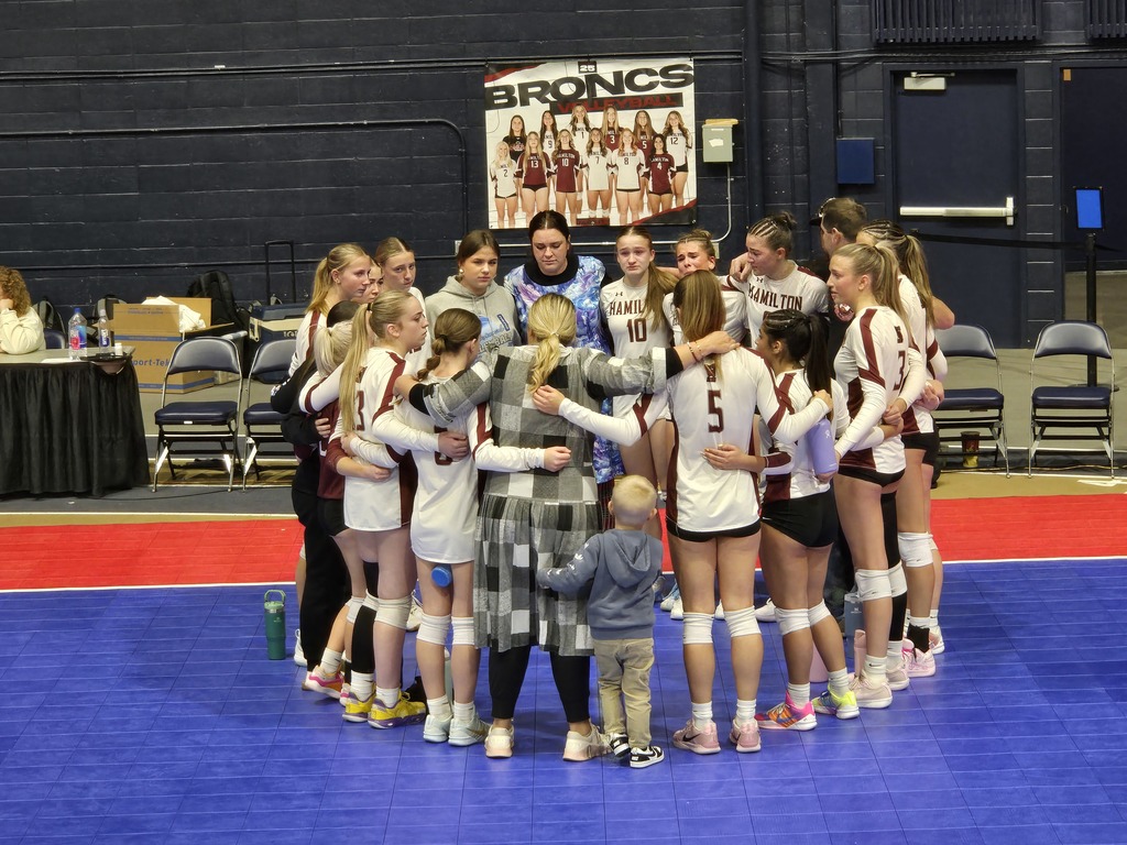 The Hamilton High School volleyball team plays against the Havre volleyball team in Match 10 of the Class A state tournament at Montana State University
