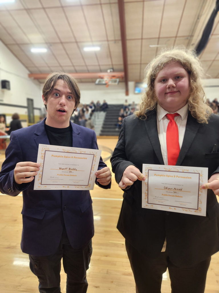 The Hamilton High School Speech & Debate team celebrating their 3rd place overall finish at the tournament in Stevensville on Saturday, November 15, 2025.