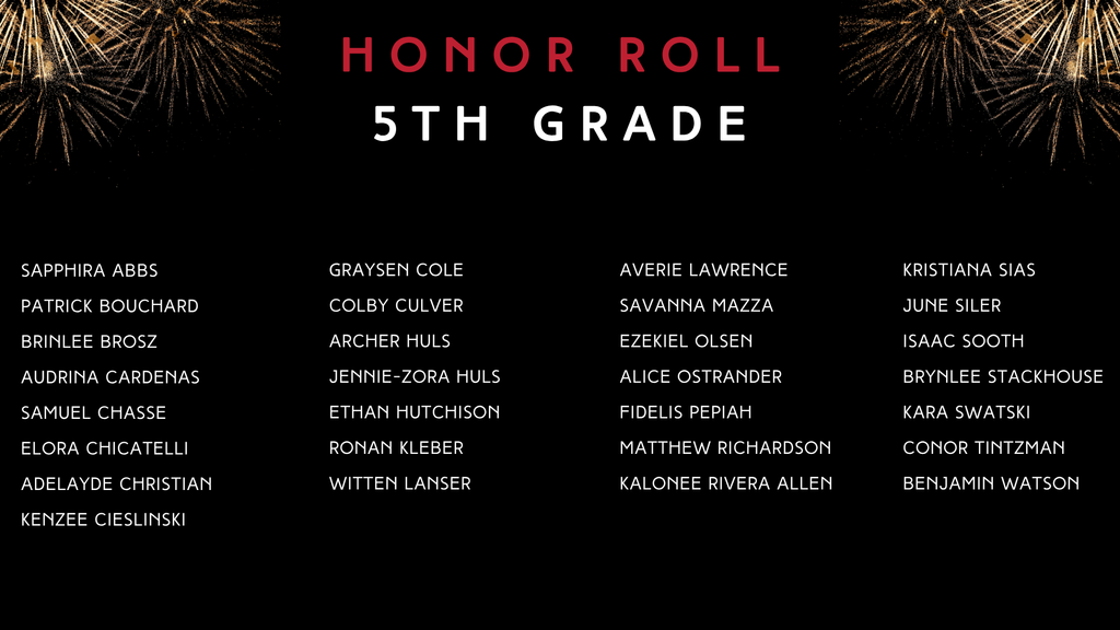 list of our hamilton middle school students who achieved high honor roll or honor roll for the 1st semester of the 2025-26 school year