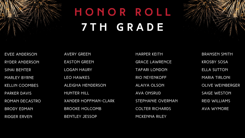 list of our hamilton middle school students who achieved high honor roll or honor roll for the 1st semester of the 2025-26 school year