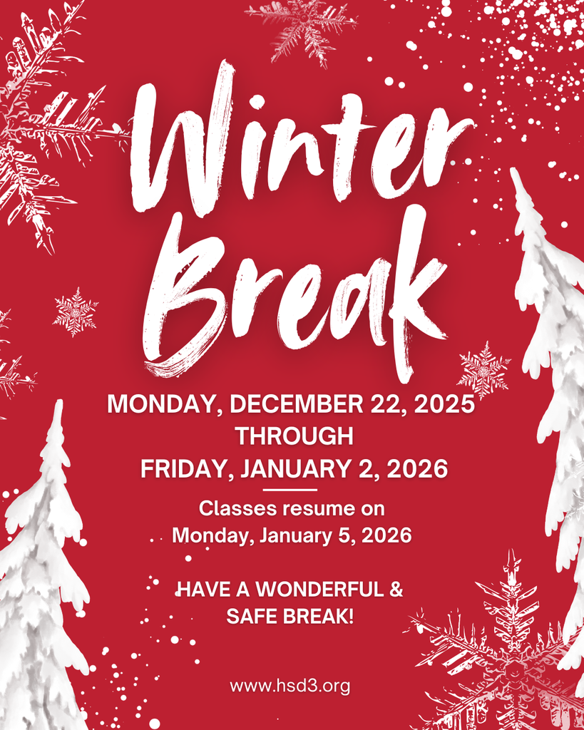 Hamilton School District winter break will be Monday, December 22, 2025 through Friday, January 2, 2026.  Classes will resume Monday, Januaray 5, 2026