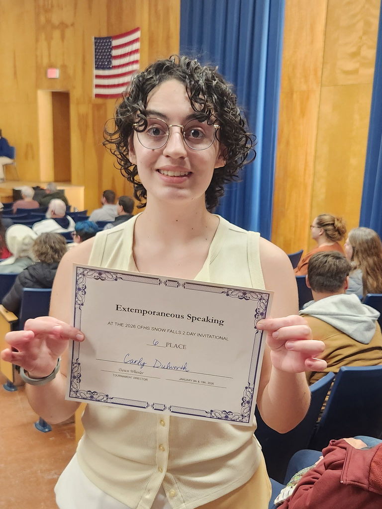 Photos from the speech and debate tournament at Columbia Falls.  Carly Dulworth got 6th place in extemporeneous speaking.