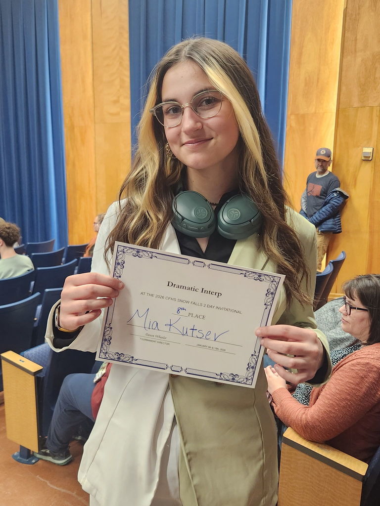 Photos from the speech and debate tournament at Columbia Falls.  Mia Kutsev got 8th place in Dramatic Interp.