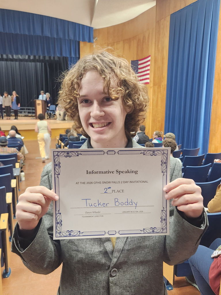 Photos from the speech and debate tournament at Columbia Falls.  Tucker Boddy got 2nd place in Informative Speaking.