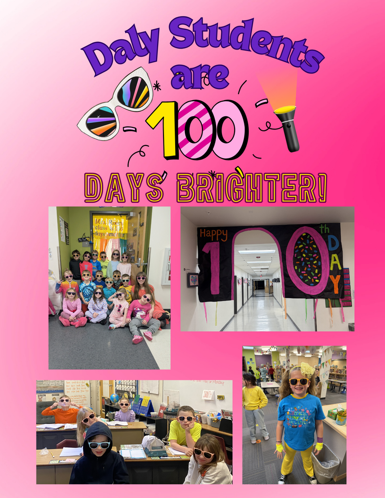 Daly Elementary students celebrating 100 days of school by wearing sunglasses