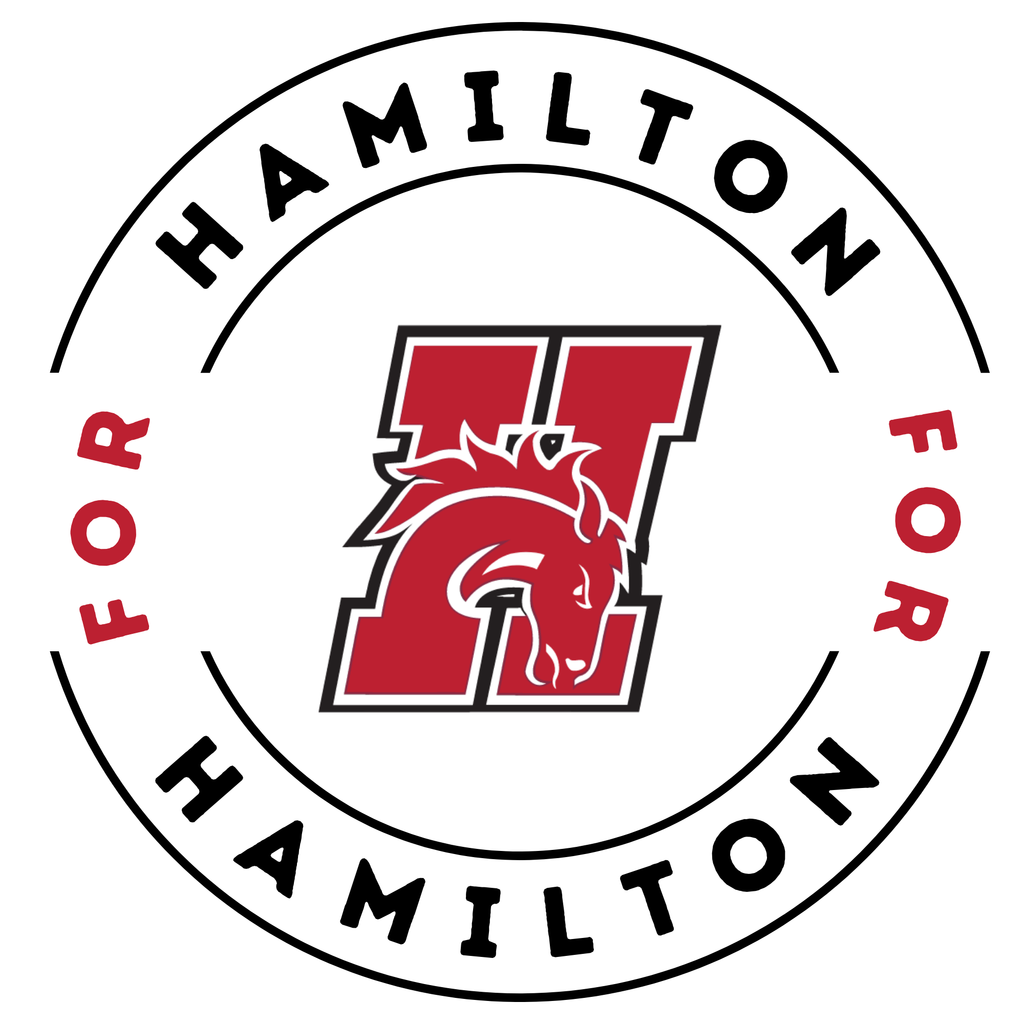 circular logo with bronc H in the center and Hamilton For Hamilton surrounding it