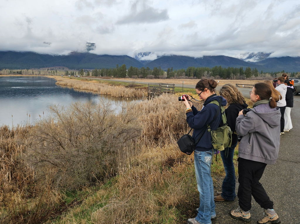 The Hamilton High School Classroom Without Walls looks for birds at the Lee Metcalf Wildlife Management area