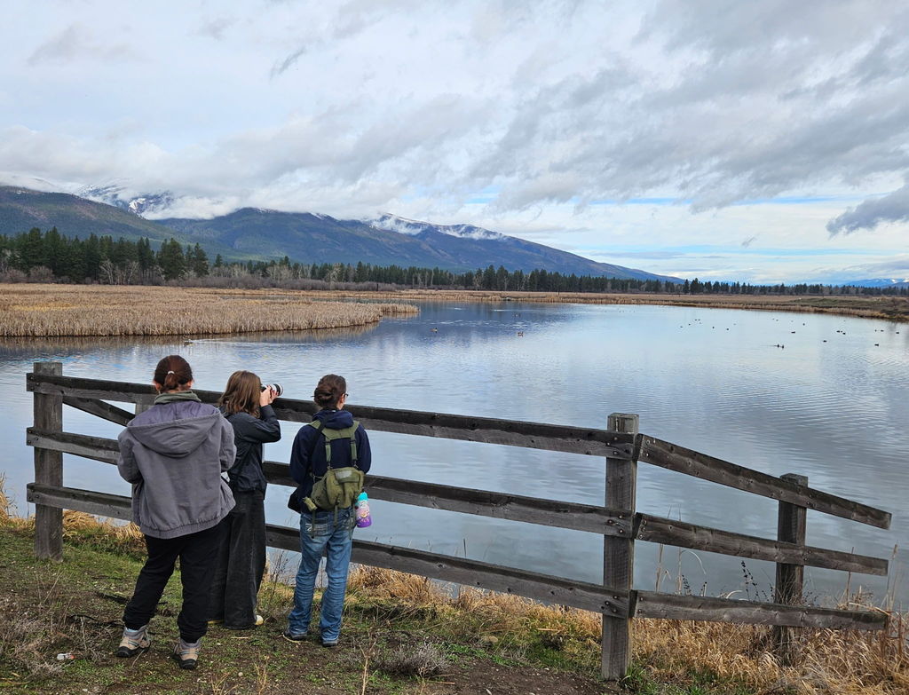 The Hamilton High School Classroom Without Walls looks for birds at the Lee Metcalf Wildlife Management area