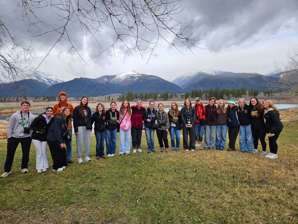 The Hamilton High School Classroom Without Walls looks for birds at the Lee Metcalf Wildlife Management area