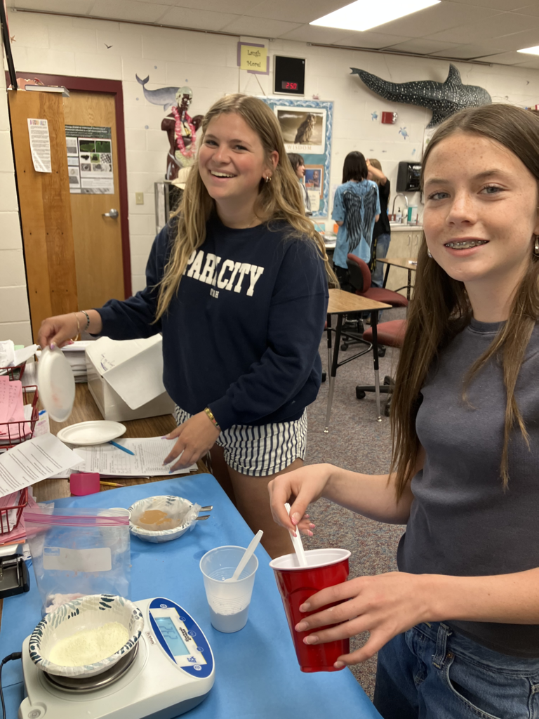 Elly, Lucy, Poshi & Claire making Plumpynut in Health 1 which is a therapeutic food product used to treat malnourished children. The consensus this semester was that it tasted pretty good! 