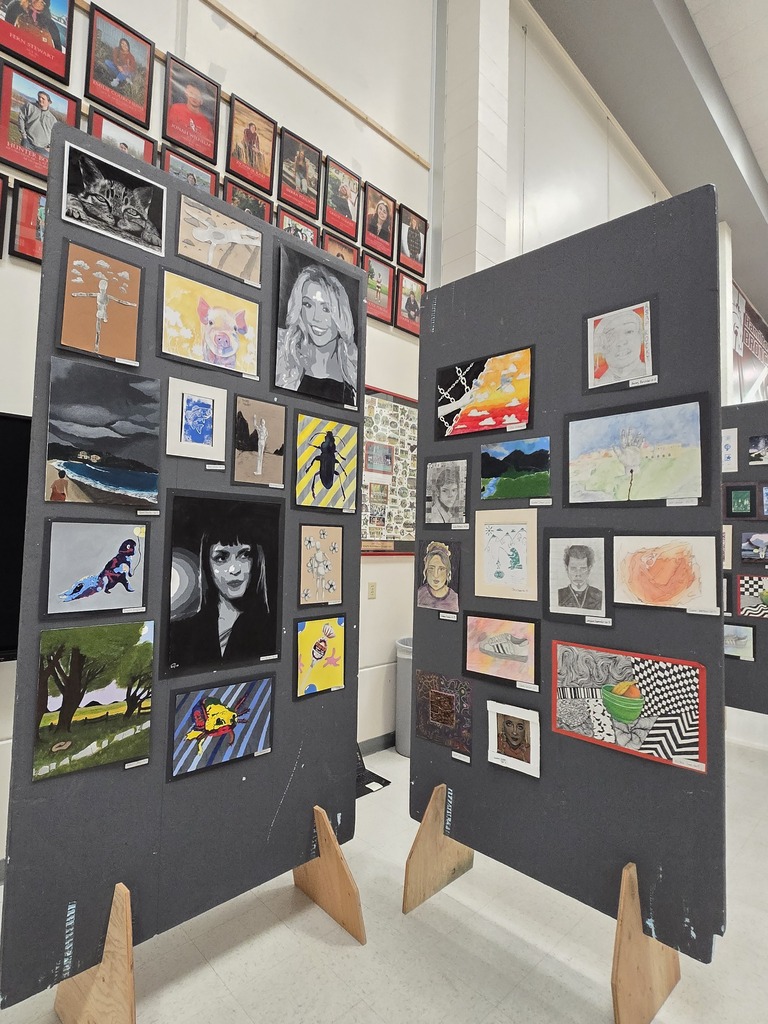 Hamilton High School art students display their works of art at the art show last week