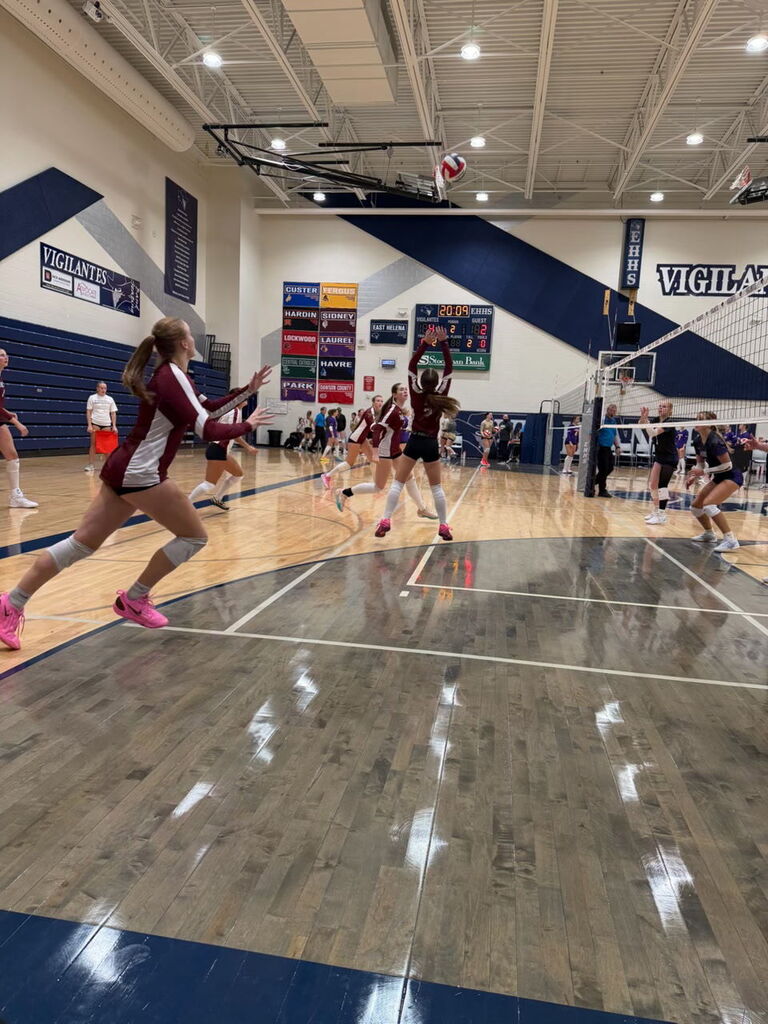 HHS volleyball team playing in the East/West Tournament in Dillon