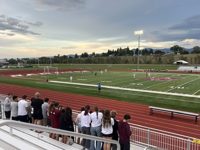 hhs boys soccer team playing against stevensville in their homecoming game