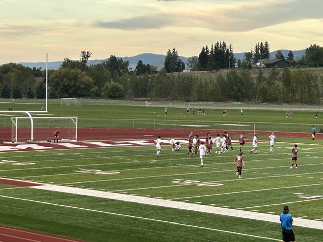 hhs boys soccer team playing against stevensville in their homecoming game