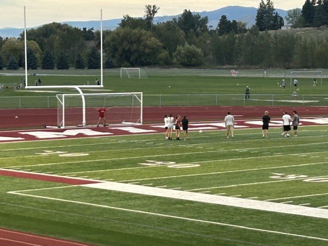 hhs boys soccer team playing against stevensville in their homecoming game