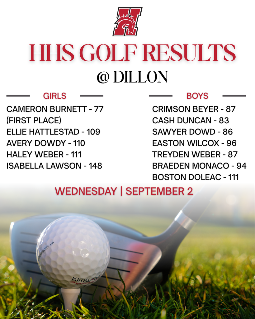 hhs golf results @ dill on wed, sept 2