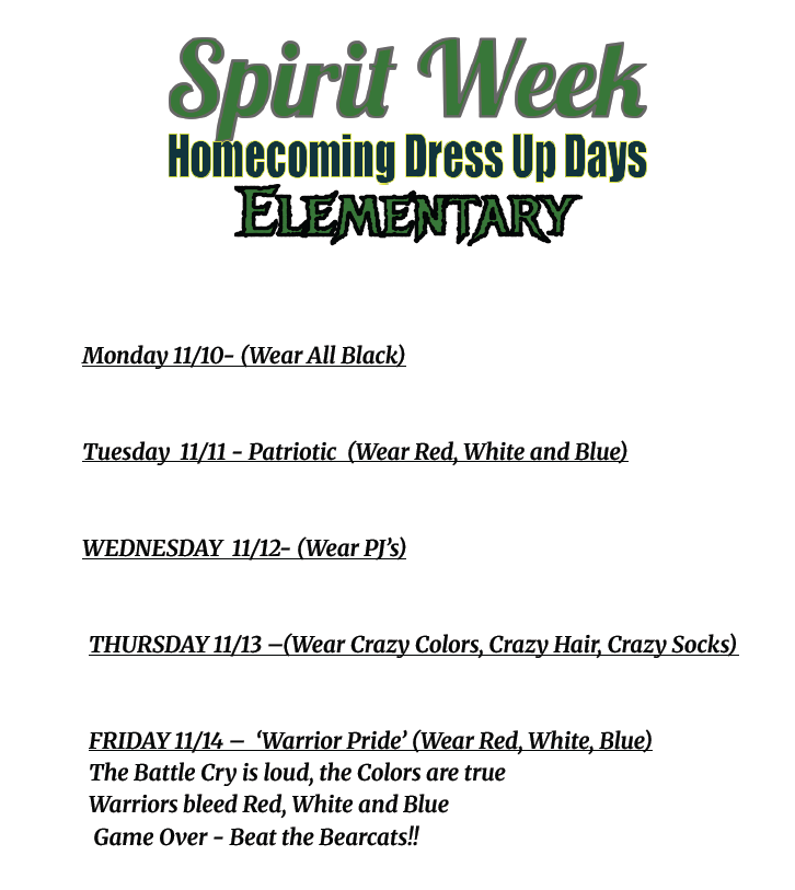Elementary Homecoming Spirit 