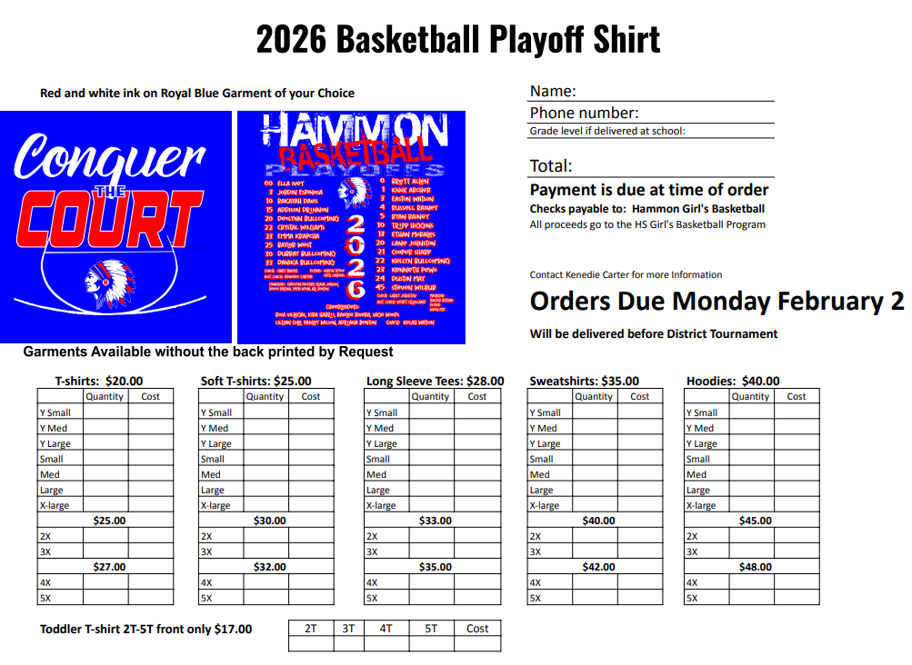 Playoff shirt order form