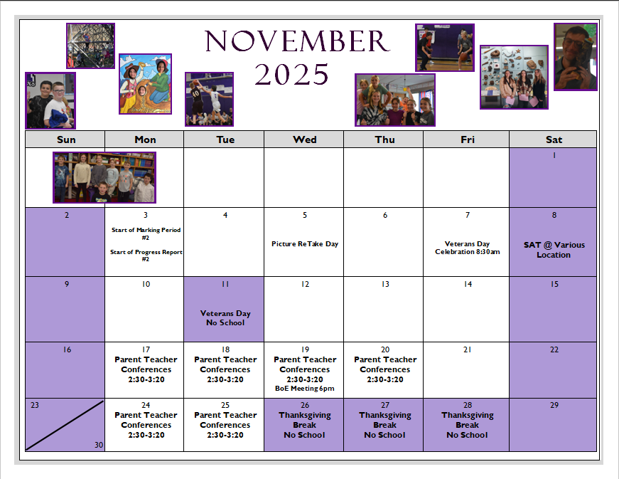 Updated November Calendar
