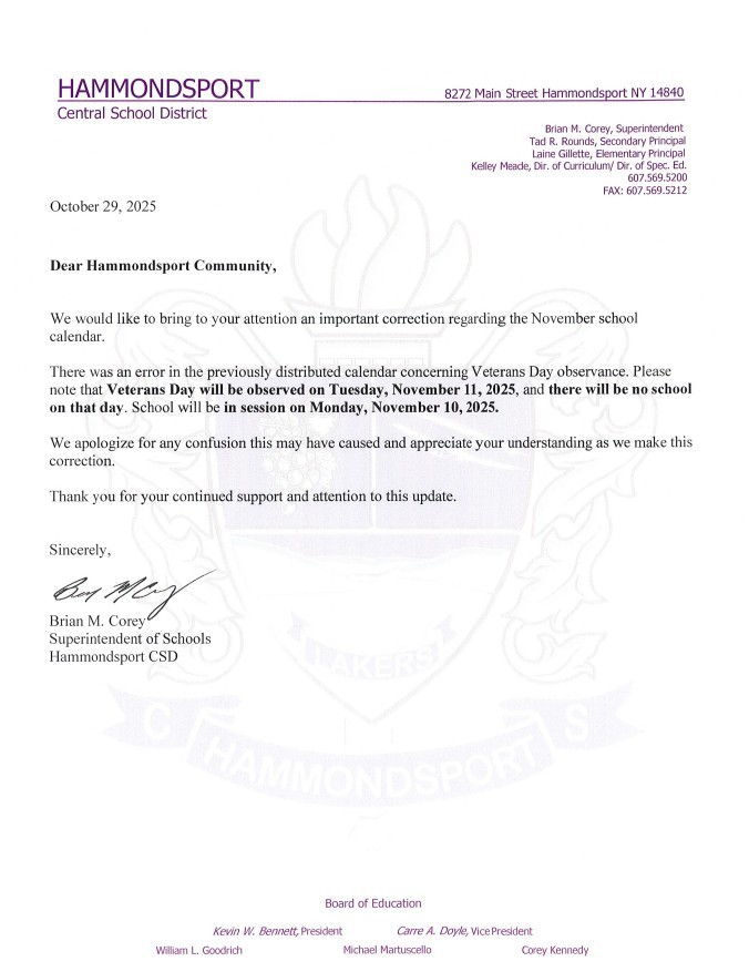 Veterans Day Clarification!!