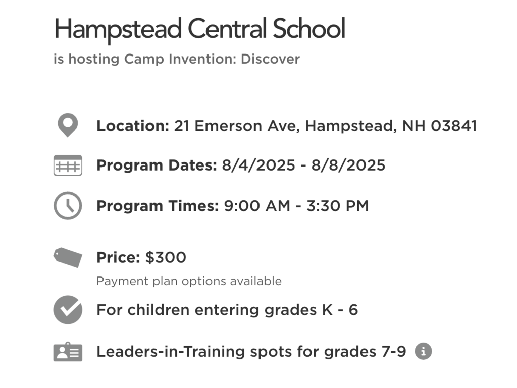 Camp Invention Dates