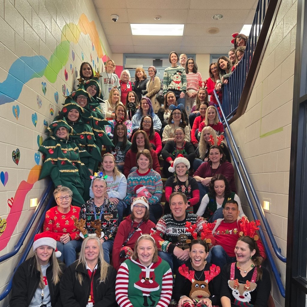elementary school staff holiday photo